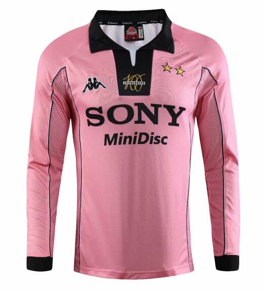 1997-98 Juventus Retro Long Sleeve Pink Away Kit Soccer Jersey